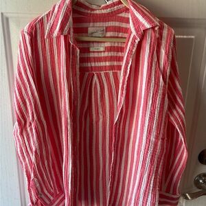 Universal Thread Red and White Striped Casual Shirt